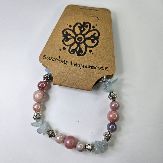 Sunstone & Aquamarine Crystal Bracelet