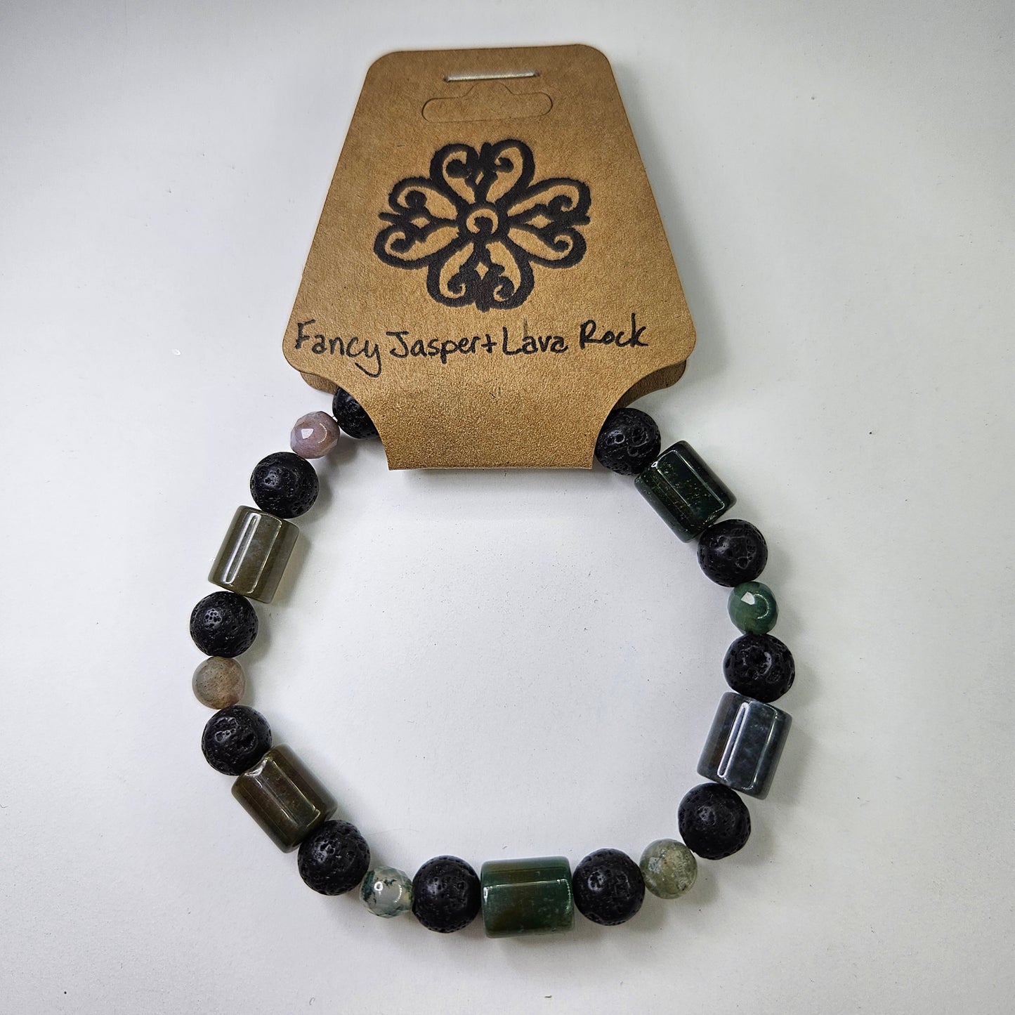 Fancy Jasper & Lava Rock Crystal Bracelet