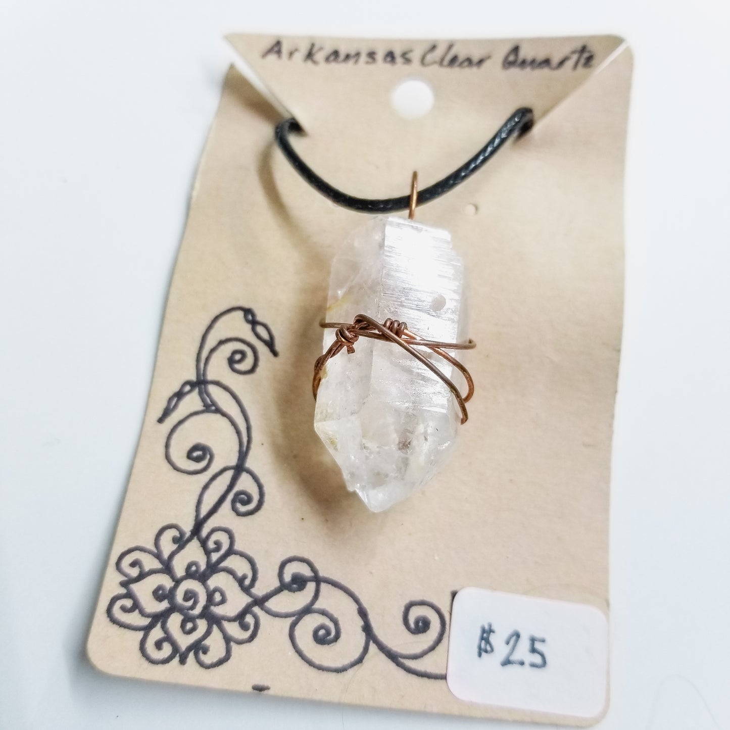 Arkansas Clear Quartz Handwrapped Necklace