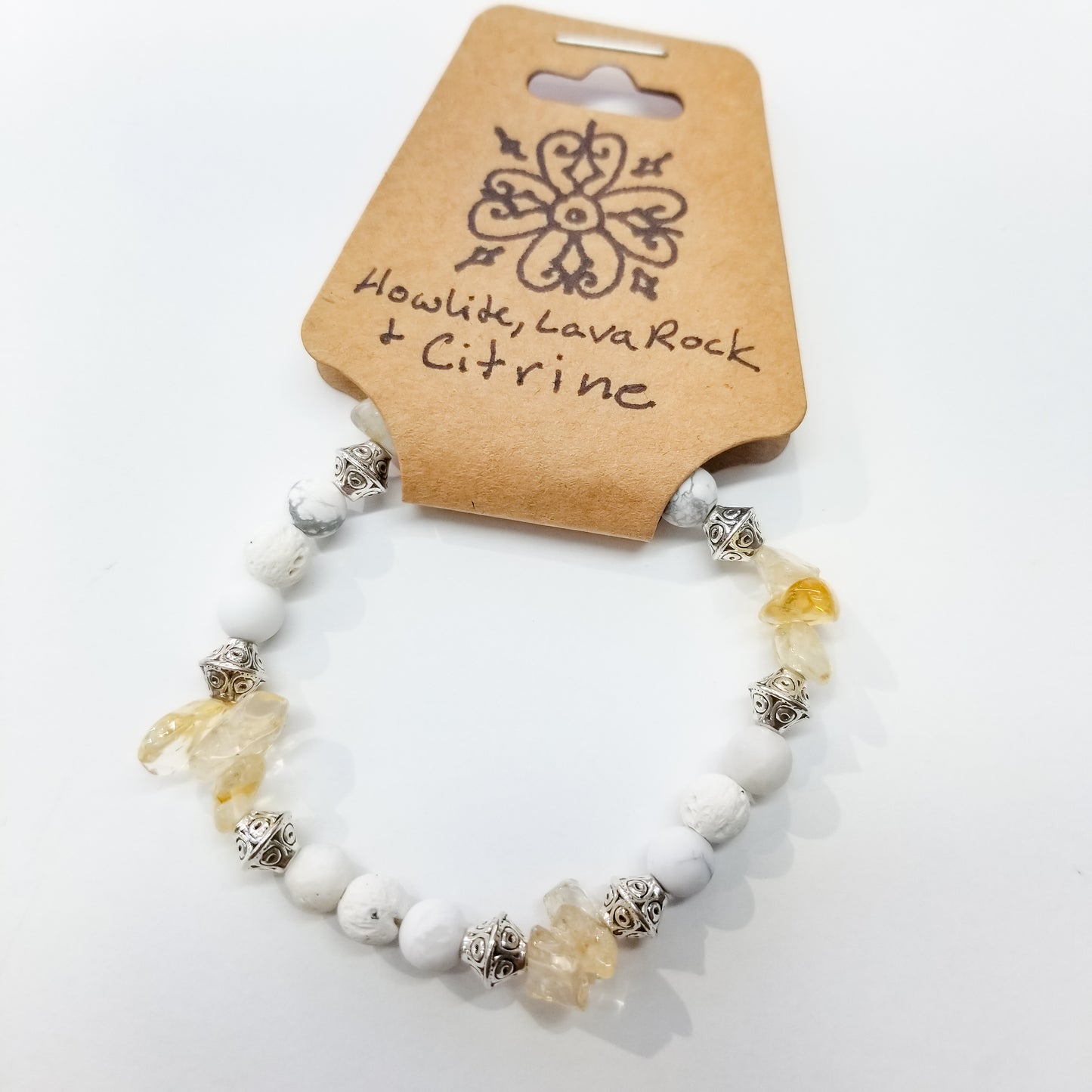 Citrine, Howlite & Lava Rock Crystal Bracelet