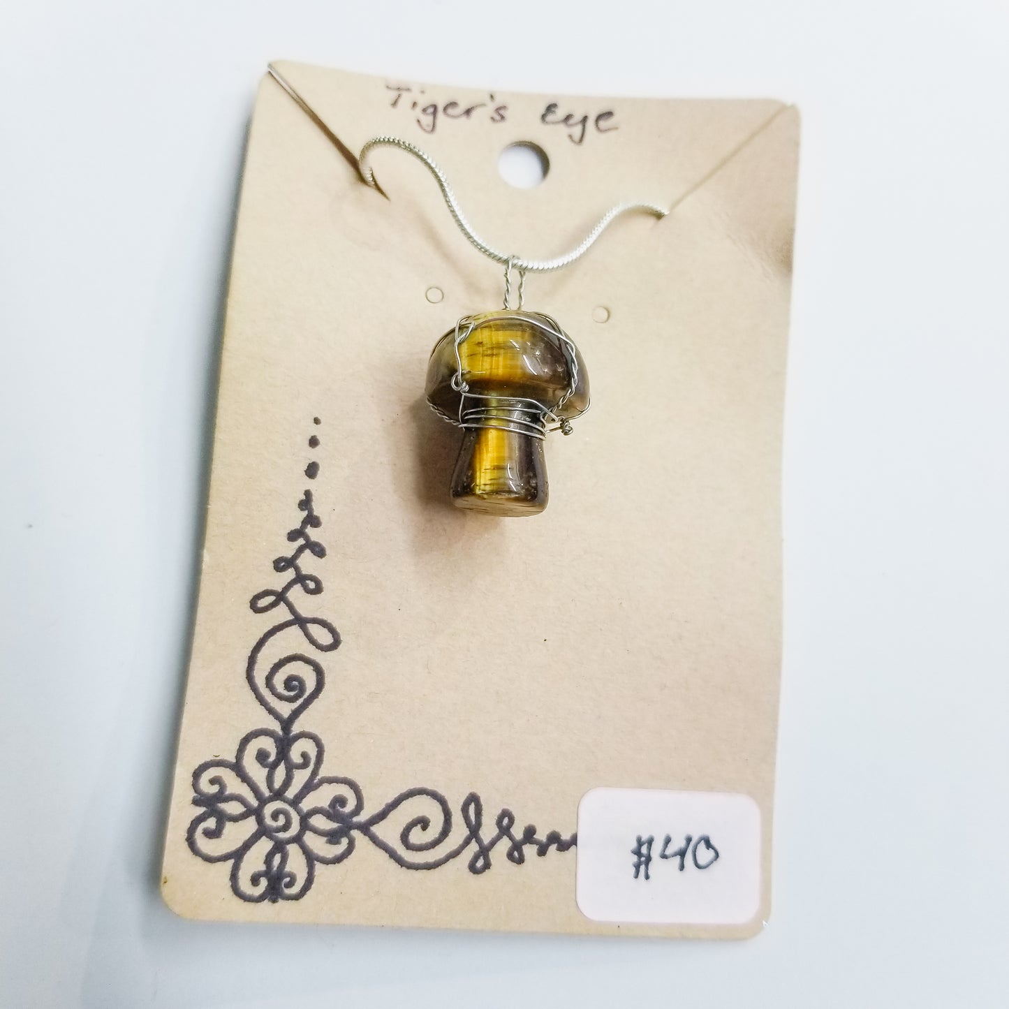 Tiger's Eye Mushi Handwrapped Necklace