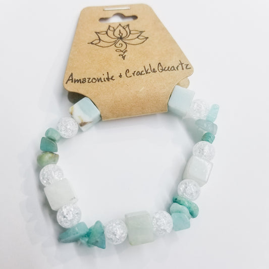 Amazonite & Crackle Quartz Crystal Bracelet