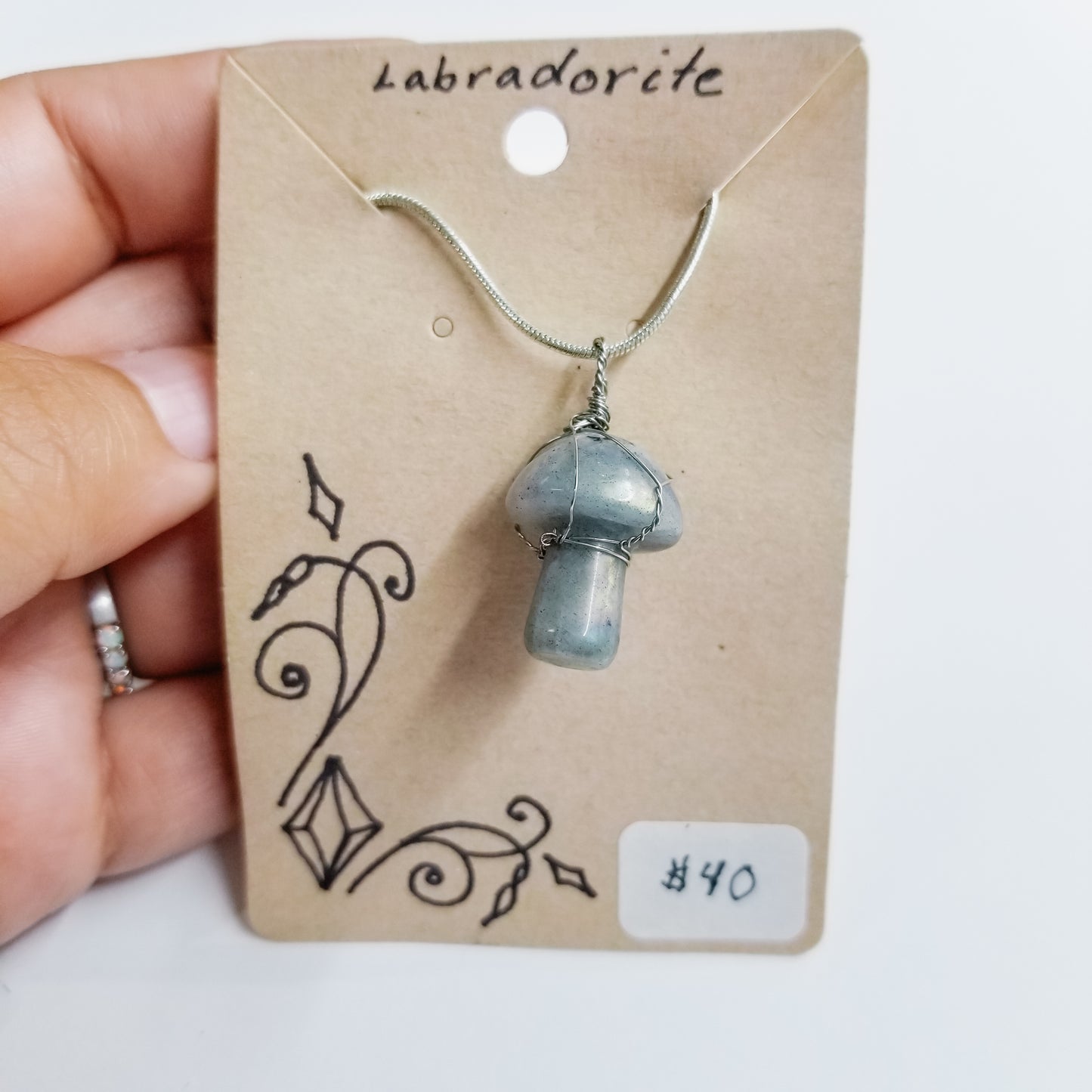 Labradorite Mushi Handwrapped Necklace