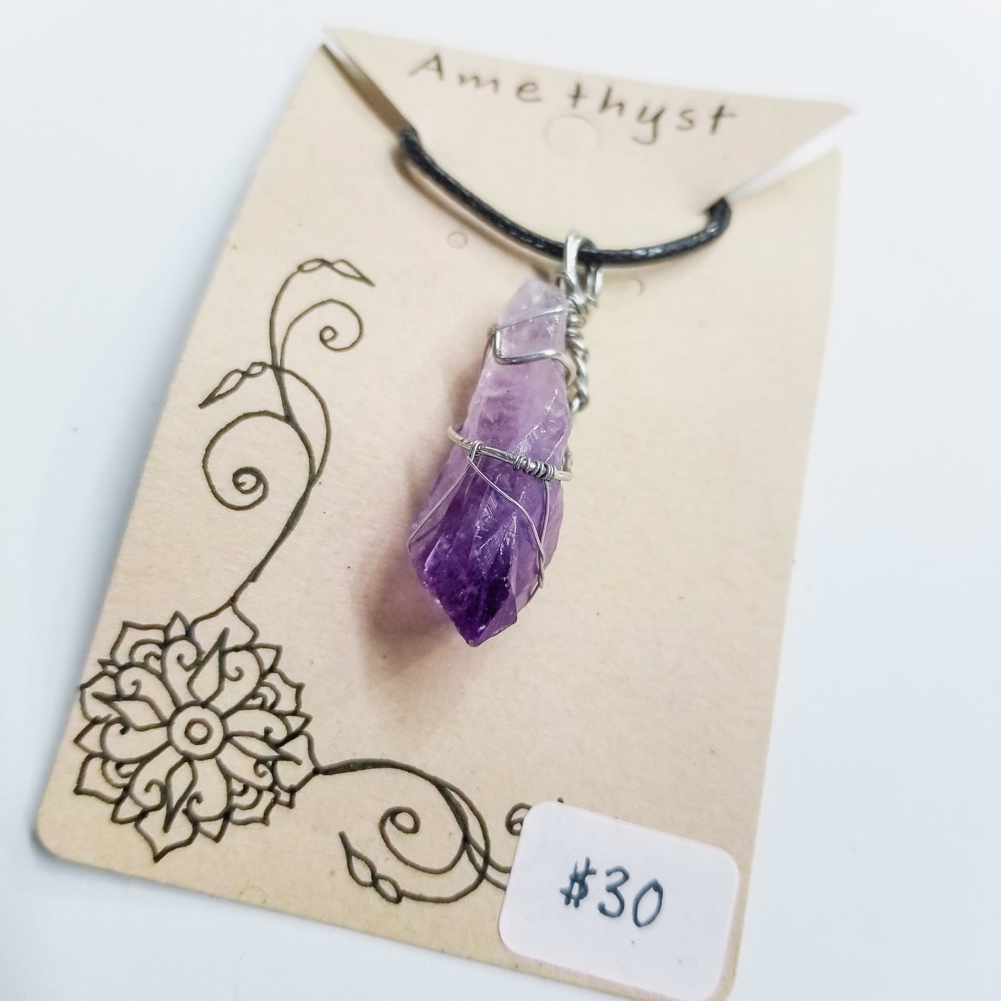 Amethyst Point Handwrapped Necklace
