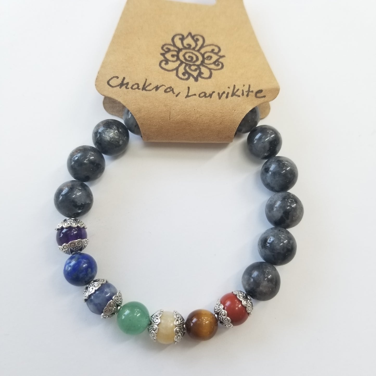 Chakra & Larvikite Crystal Bracelet