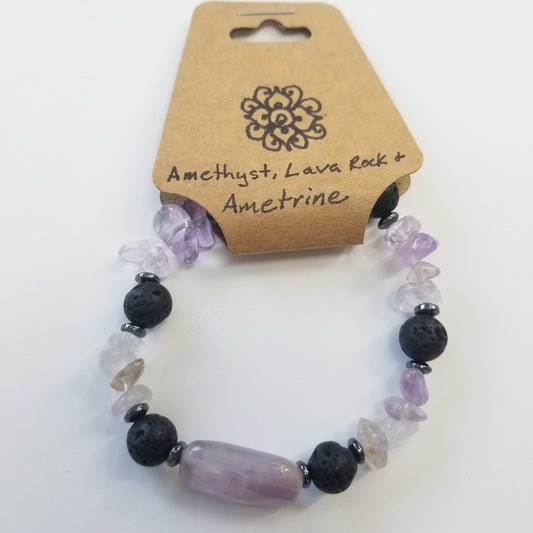 Amethyst, Lava Rock & Ametrine