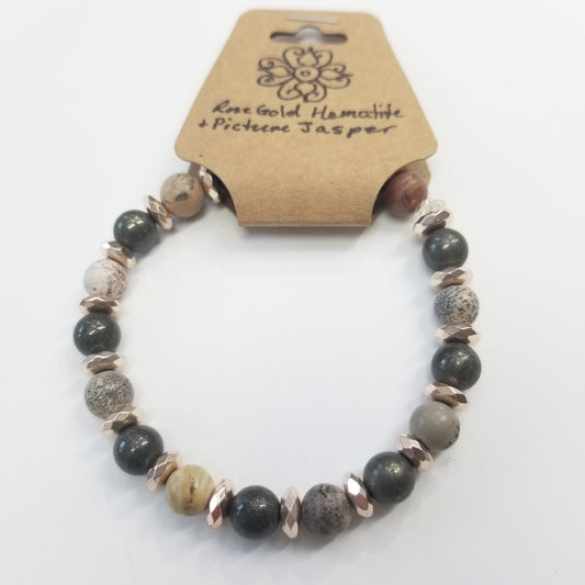 Picture Jasper & Rose Gold Hematite