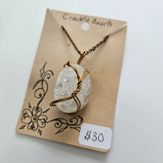 Crackle Quartz Handwrapped Necklace