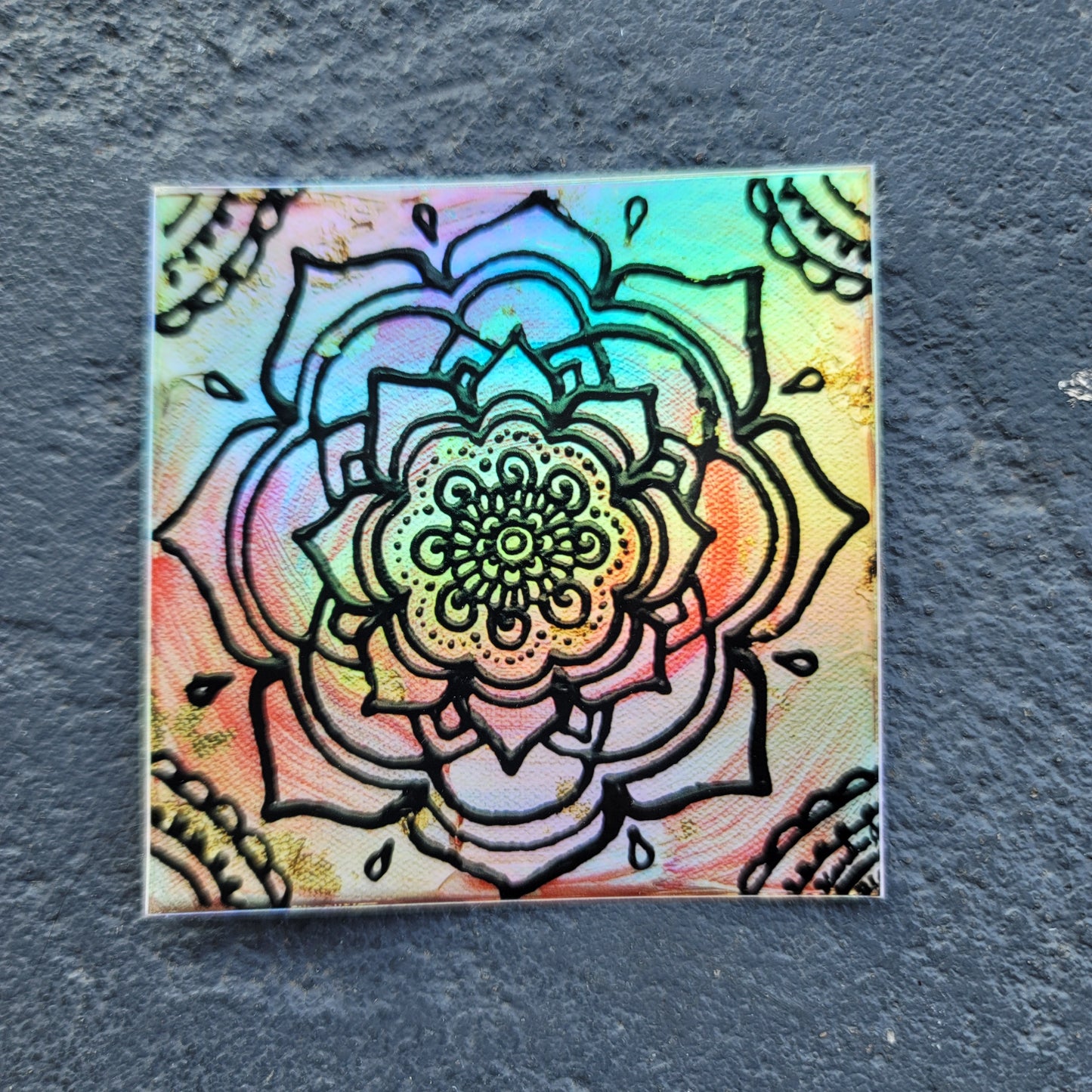 Grasp 3” Sticker | Waterproofs Holographic Sticker | Mandala Print