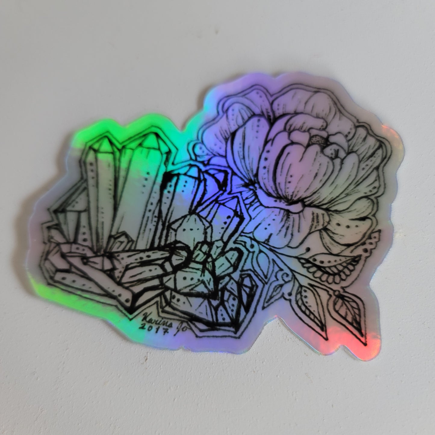 "Crystal Peony" Waterproof Art Print Sticker