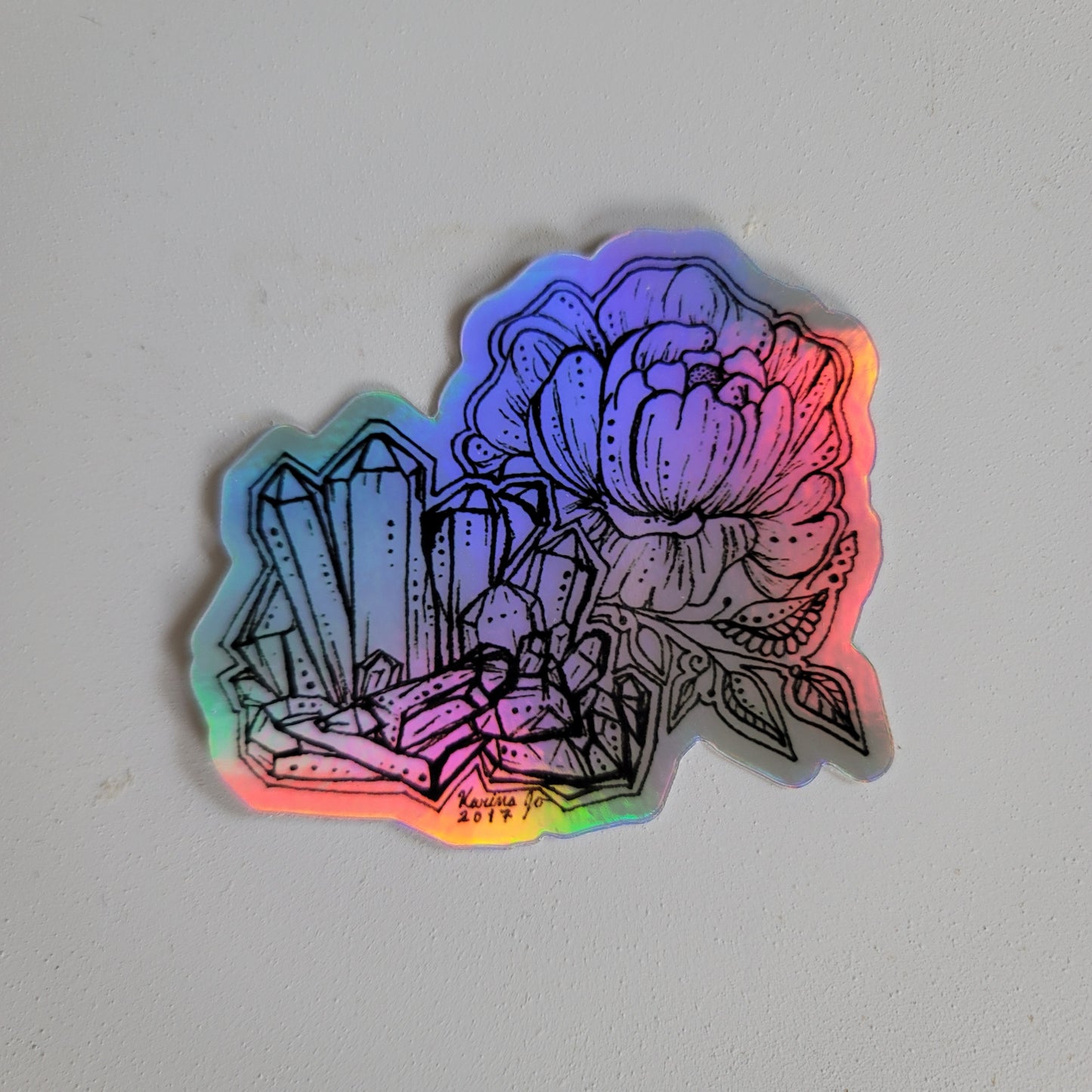 "Crystal Peony" Waterproof Art Print Sticker