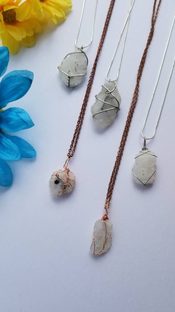 Stalactite Wire Wrapped Necklace | Reiki Energy blessed crystal jewlery | Crown & Third Eye Chakra | Ancient Wisdom | Vibration Lift |