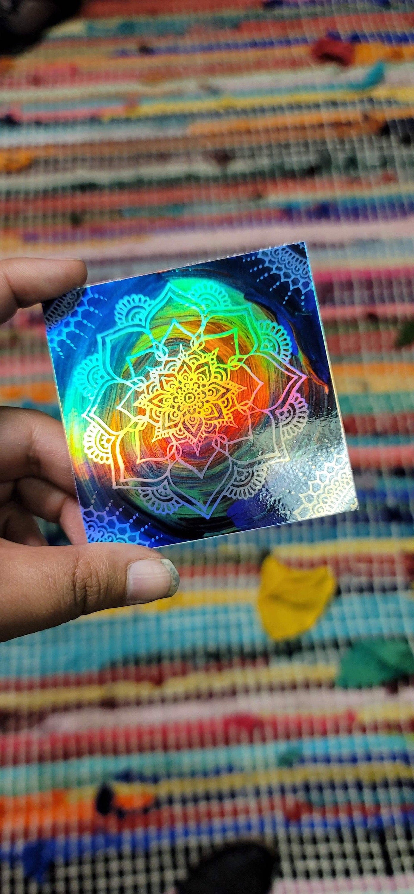 Be Bold 3” Color Splash Sticker | Waterproofs Holographic Sticker | Mandala Print