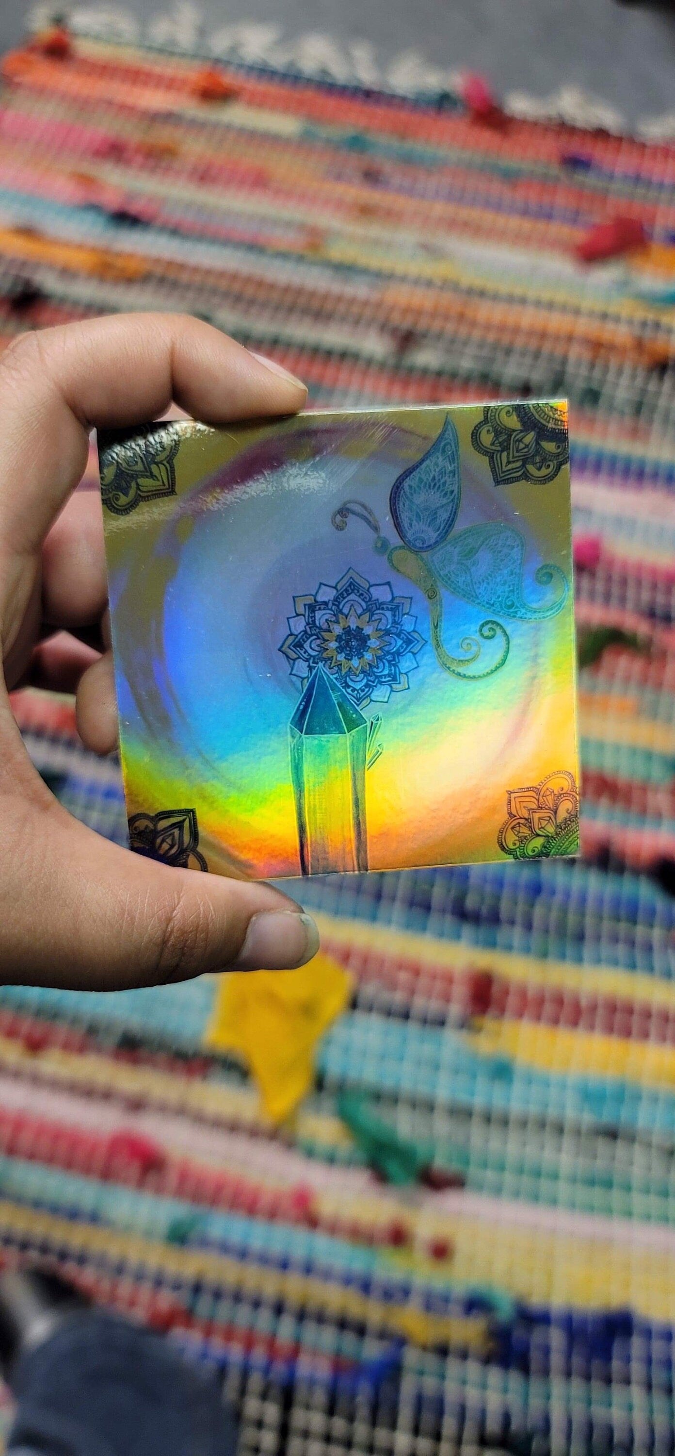 Butterfly Atlantis 3” Sticker | Waterproofs Holographic Sticker | Mandala Print