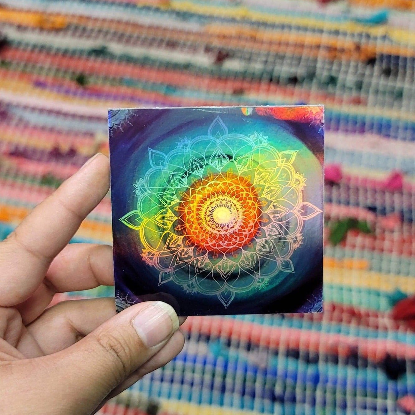 Frequency Portal Mandala 3” Sticker | Waterproofs Holographic Sticker | Mandala Print