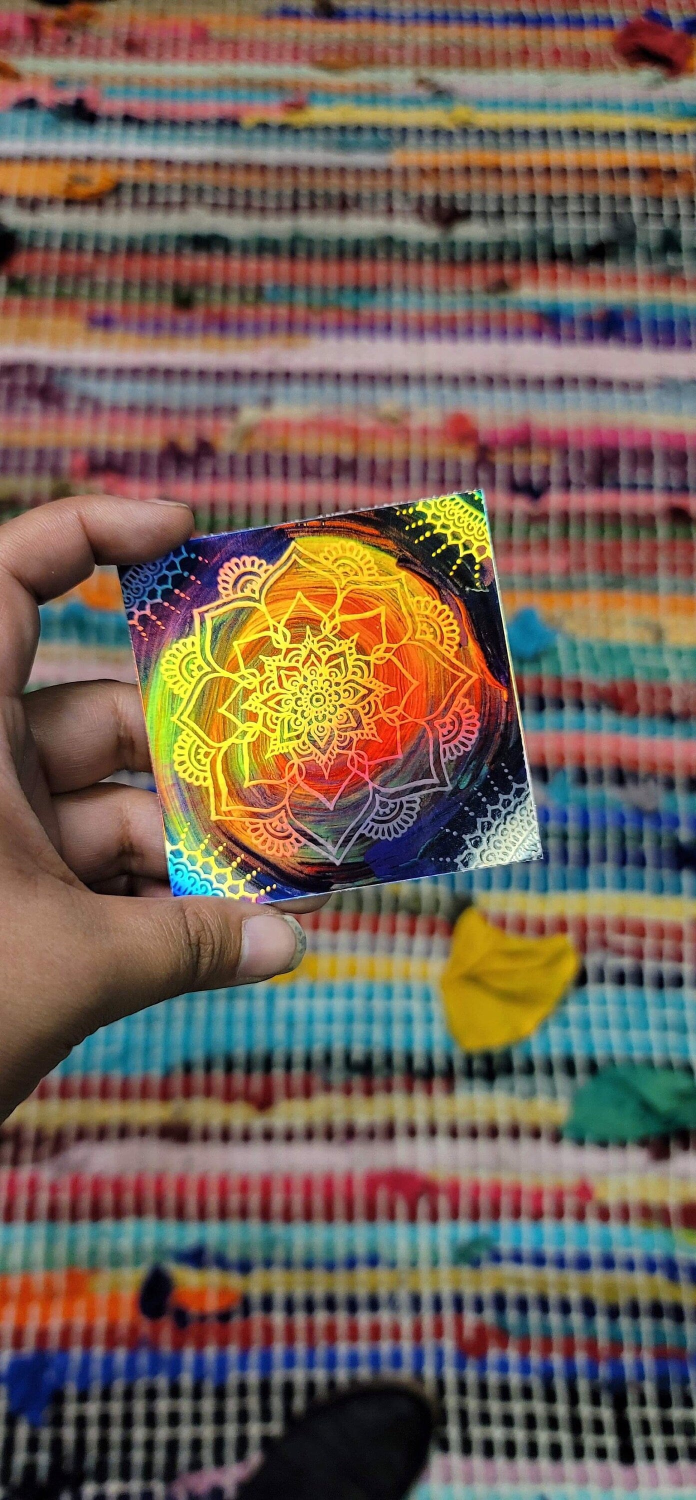 Be Bold 3” Color Splash Sticker | Waterproofs Holographic Sticker | Mandala Print