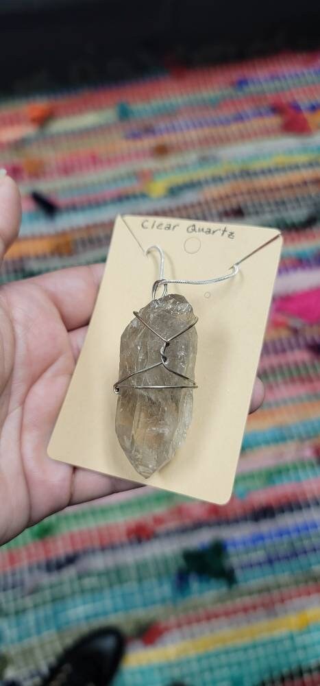 Arkansas Clear Quartz Crystal Wire Wrap Necklace | Reiki Blessed Handmade Jewelry