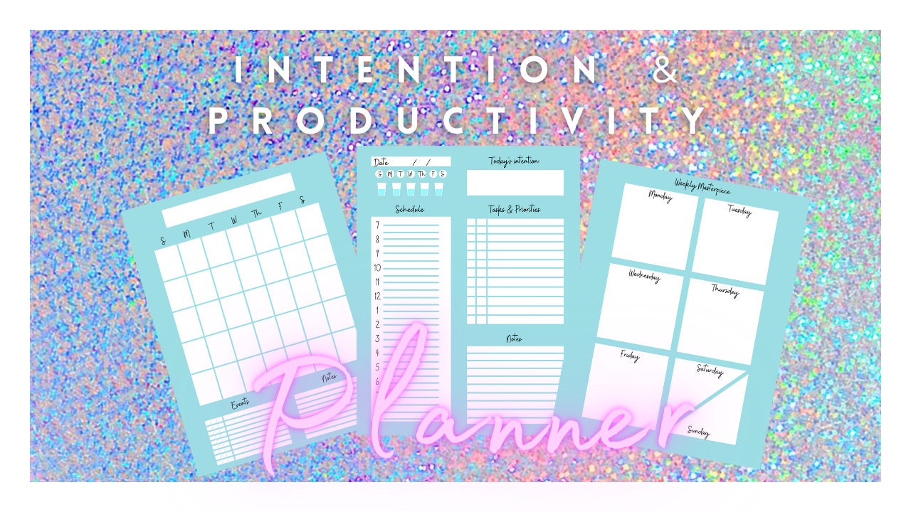 Intention & Productivity PRINTABLE Planner | Instant Digital Download | Weekly Monthly Daily Undated