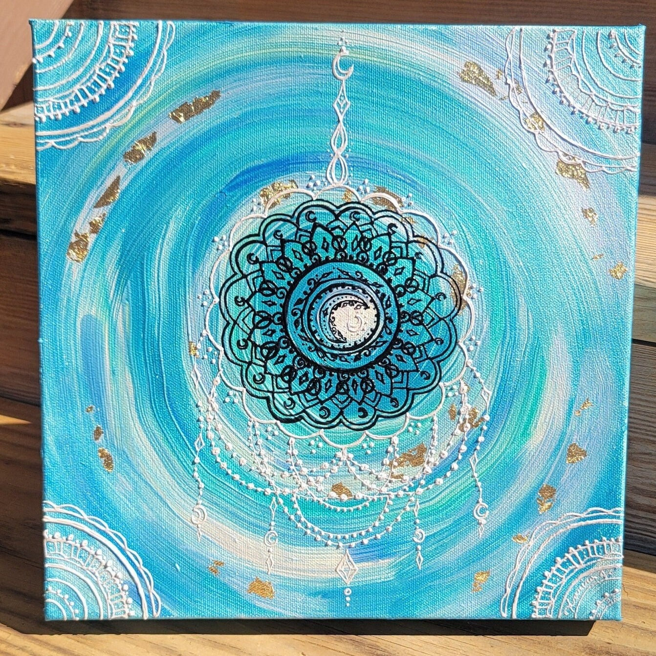Experiencing Surrender Original Mandala Painting | 12x12 Freehand Reiki Infused Intention Artwork