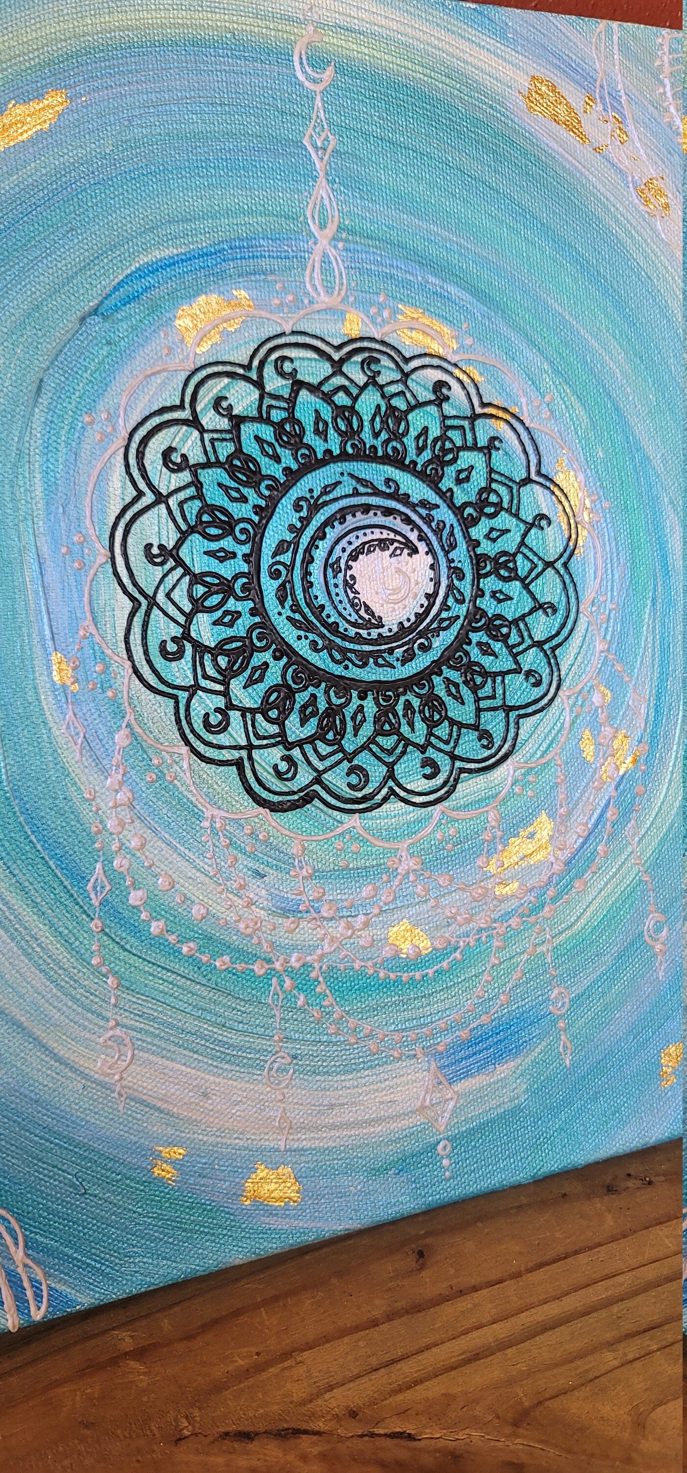 Experiencing Surrender Original Mandala Painting | 12x12 Freehand Reiki Infused Intention Artwork