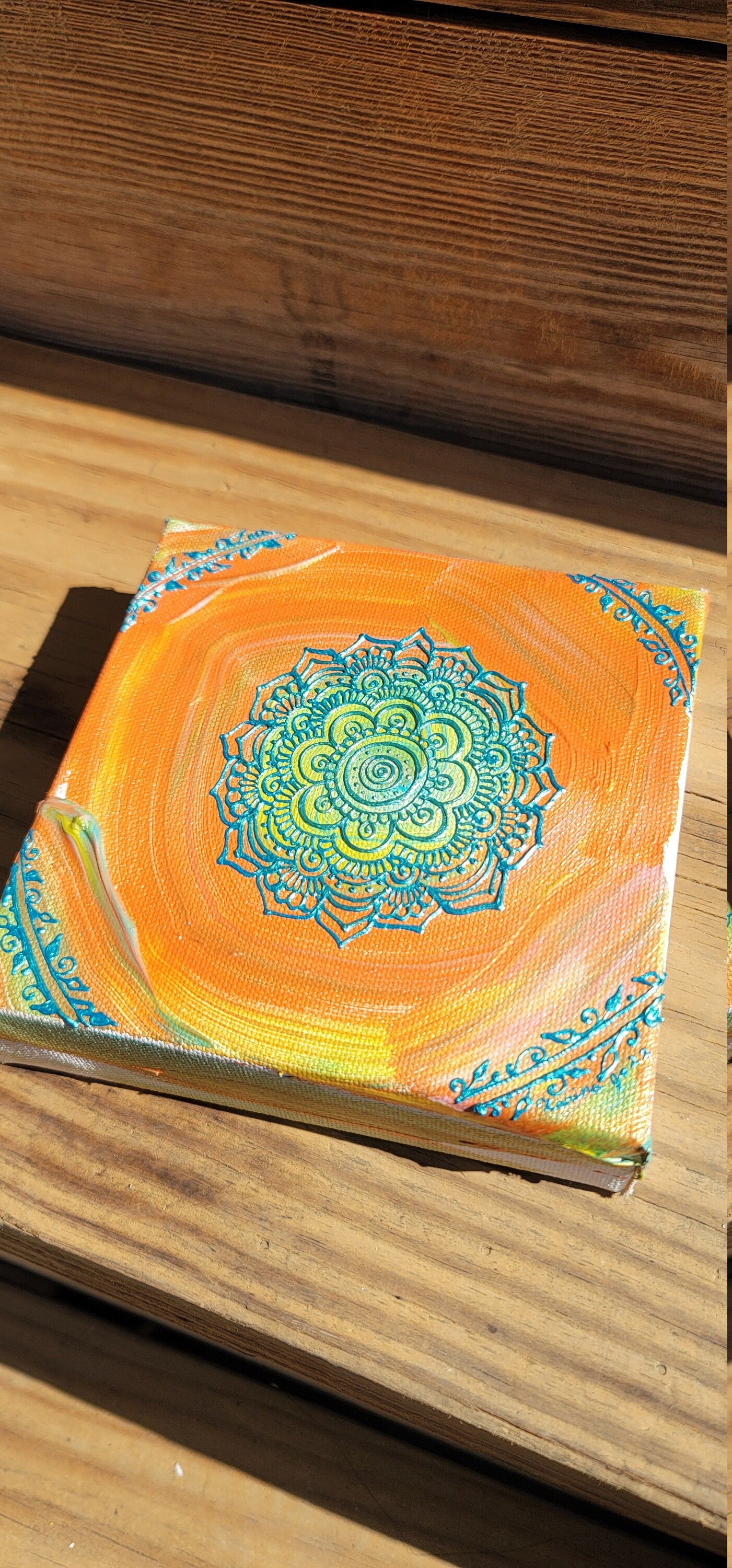 Play Original Mandala Painting | 6x6 Freehand Reiki Infused Intention Artwork